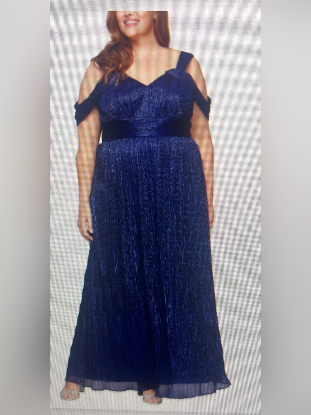 Long Cold Shoulder Mother Of The Bride Dress W/Ruched Skirt 20W